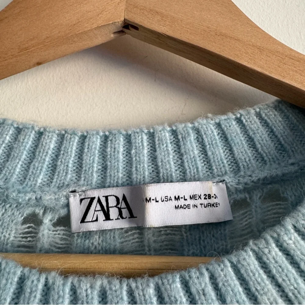 Zara light blue knit midi long sleeve sweater dress size M/L - Picture 7 of 13